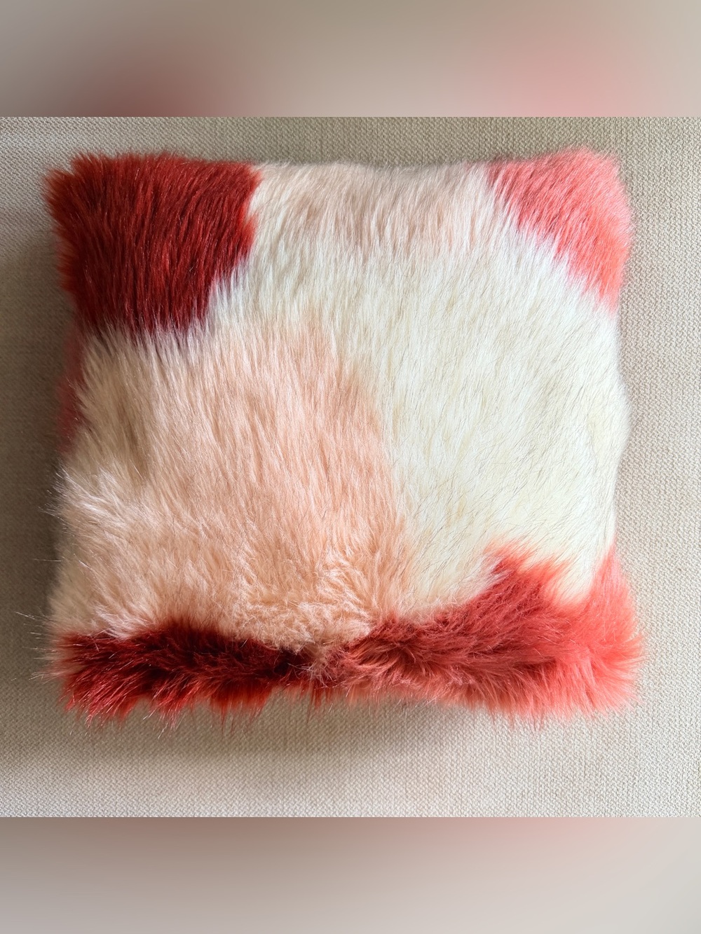 Target Opalhouse Square Colorblock Faux Fur Throw Pillow – Pink, Cream, and Rust